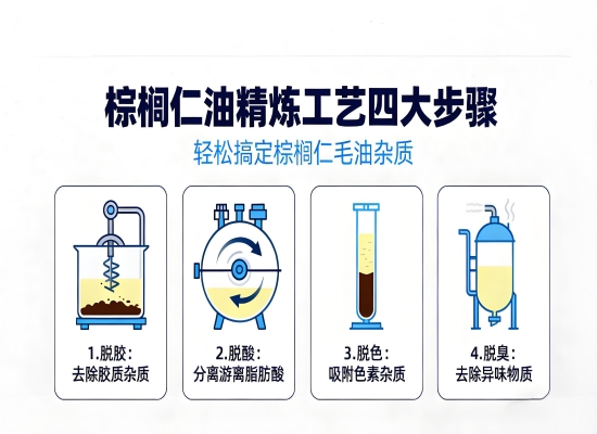 棕榈仁油精炼工艺四大步骤，轻松搞定棕榈仁毛油杂质