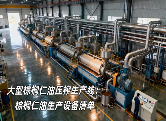 大型棕榈仁油压榨生产线：棕榈仁油生产设备清单